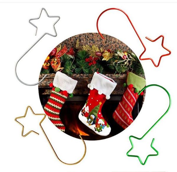 

20pcs/lot star shape hooks for christmas xmas tree hangers ornament stocking gifts hooks party birthday christmas tree decorations ly11024