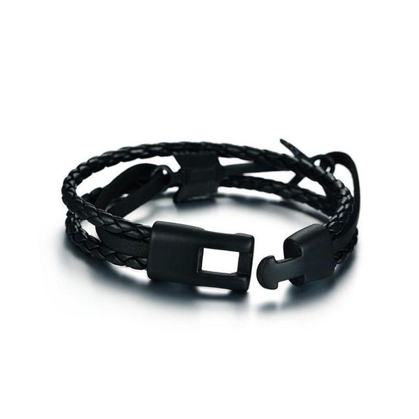 

men's genuine braided leather arrow anchor wrap bracelet maritime nautical black men's qylysh