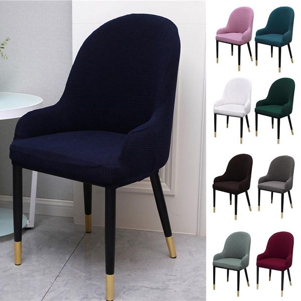 

solid color dining chair cover stretch curved back chair covers jacquard removable seat slipcover for l restaurant slipcover