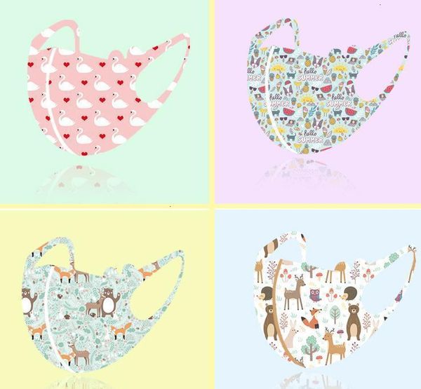 

boys silk ice 3d girls kids cartoon mouth dustproof protective reusable cotton mask breathable earloop face masks gga3517
