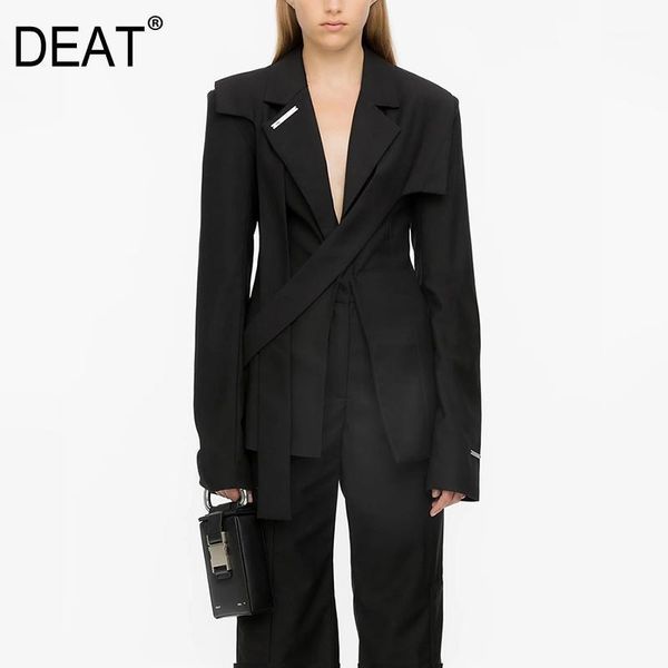 

deat autumn and winter collar full sleeves high waist full sleeves black belt wide slim single blazer female wn67101l1, White;black
