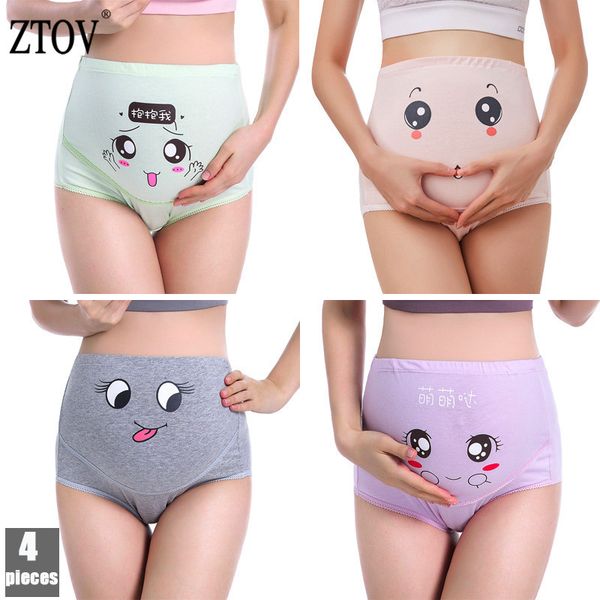 

ztov 4pcs/lot cotton maternity underwear panty clothes for pregnant women pregnancy brief high waist maternity panties intimates 1015, White