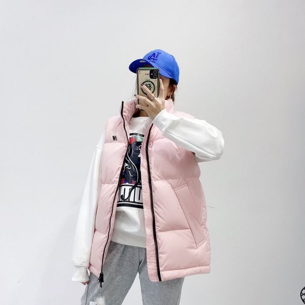 

women fashion vest waistcoat 2020 winter womens solid color letter printed coat casual sport style loose jackets for women sleeveless coat, Black;white