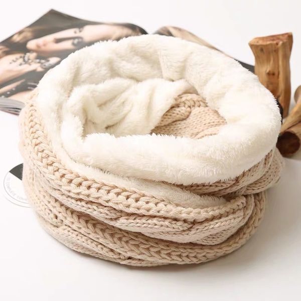 

winter women's woollen fleece bib with and thicken, korean style student knitted warm neck cover plush scarf, Blue;gray