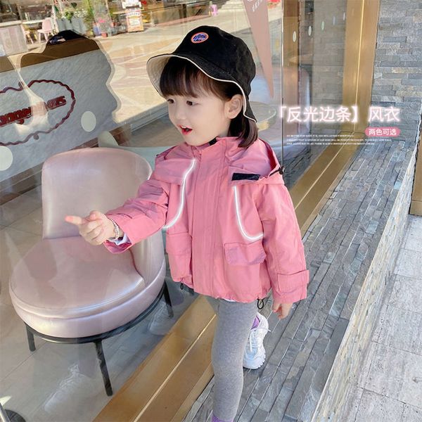 

spring duo reflective orange new girls' 2021 windbreaker hooded children's et, Black