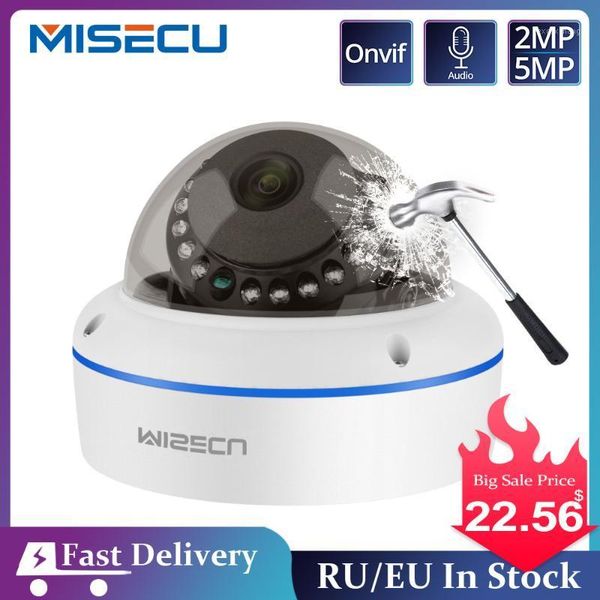 

mini cameras misecu super hd 5mp 2mp h.265 surveillance ip poe camera 1080p audio microphone dome indoor security email push onvif p2p1