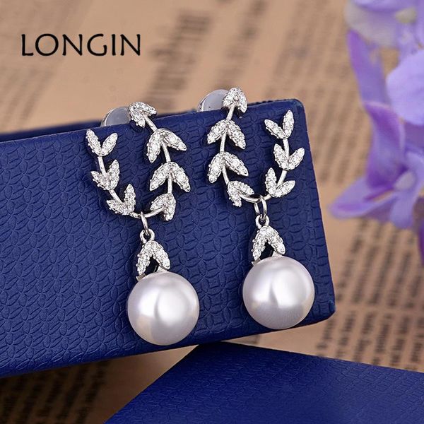 

hoop & huggie longin european and american silver color zircon petal pearl earrings fashion simple creative wild holiday gift ladies, Golden;silver