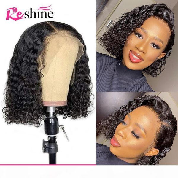 

reshine hair malaysia hair water wave wig 13x4 short bob human wigs remy bob lace front wigs 4x4 lace closure wig, Black;brown