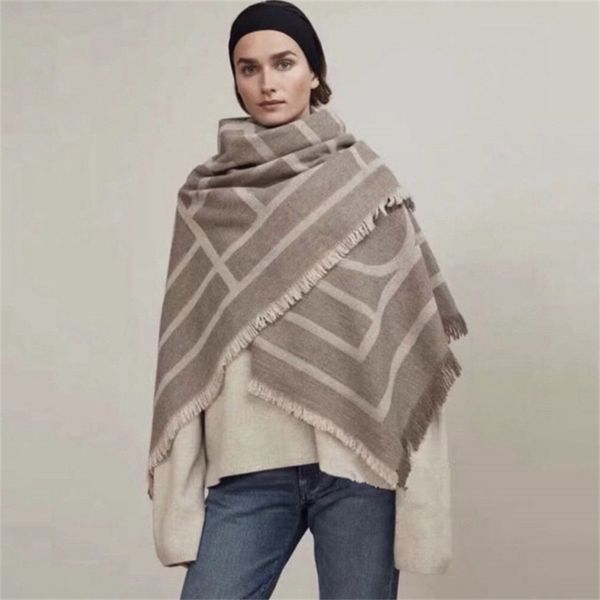 

new arrival imitated cashmere square scarves women geometric stripe blanket lady winter thick warm shawl brand scarf y201007, Blue;gray