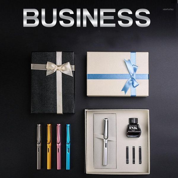 

fountain pens metallic colorful pen high grade business ink gift box set easy to carry smooth writing gift1