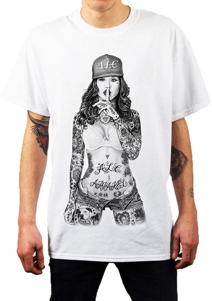 

alc apparel cali sexy pin up искусство татуировки street wear футболка белая 3xl new 2018 лето вокруг шеи «s футболка спортивная с капюшоном