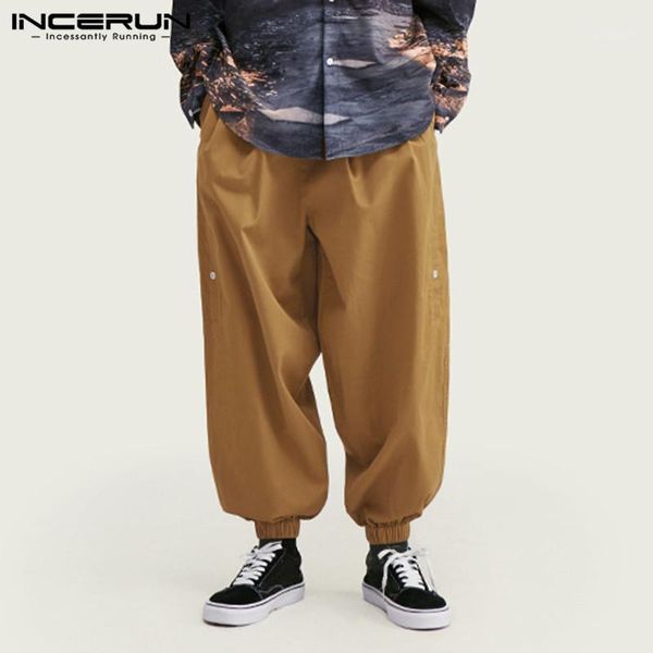 

incerun fashion men harem pants joggers elastic waist solid wide leg long trousers men 2020 high street pantalones hombre s-5xl1, Black
