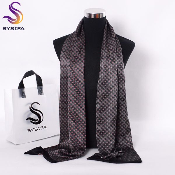 

bysifa] black red long scarves for men fashion accessories male pure silk scarf cravat winter flowers pattern scarf 160*26cm t200103, Blue;gray
