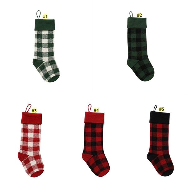 

plaid xmas socks knit christmas stockings buffalo check stocking candy gift bag indoor decorations