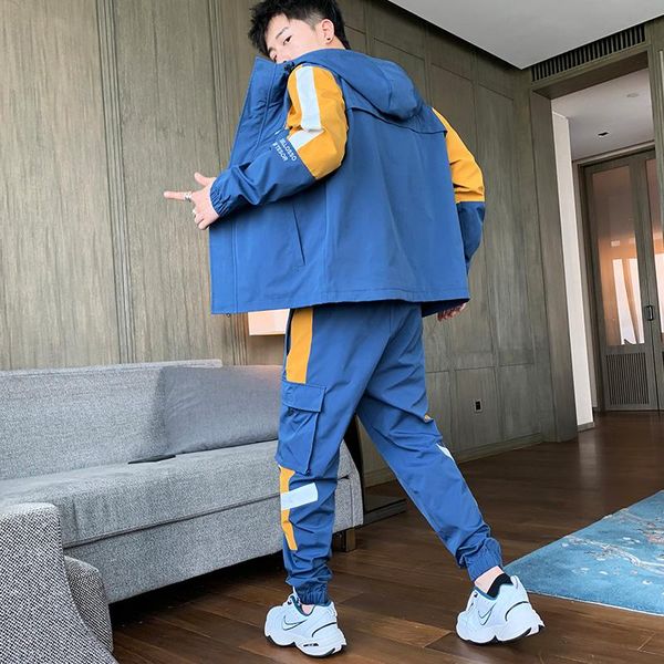 

streetwear men's tracksuit man 2020 two piece set sweatsuit men overalls leisure suit hooded jackets + hip hop harlan pants, Gray