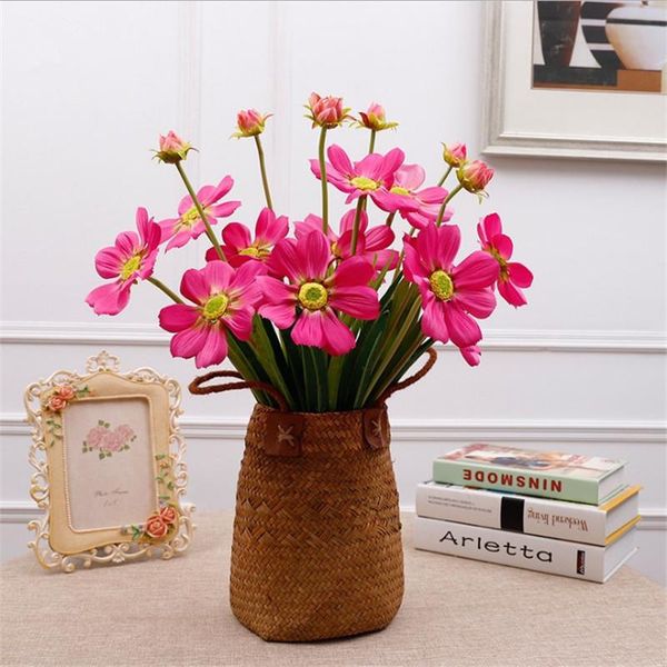 

12pcs fake cosmos 21.26" length simulation coreopsis with grddn leaf for wedding home decorative artificial flowers