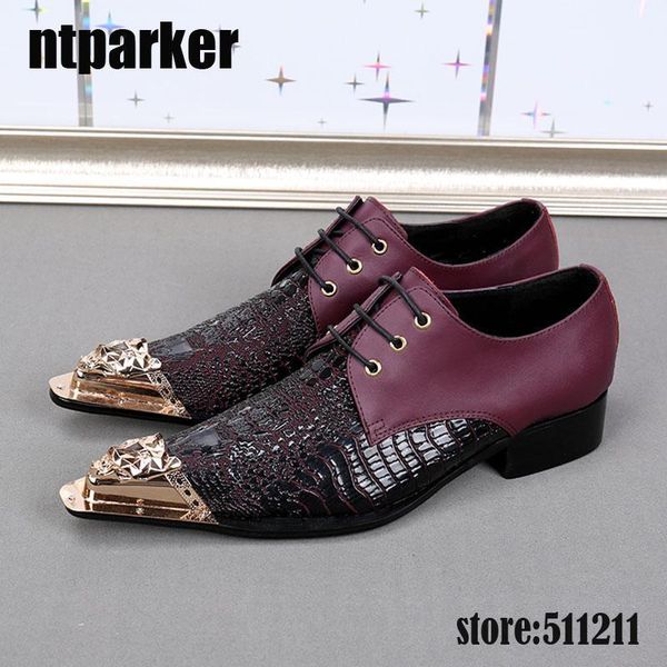 

japanese style fashion genuine leather men's oxford lacing-up personality pointed iron toe men's dress leather shoes party1, Black