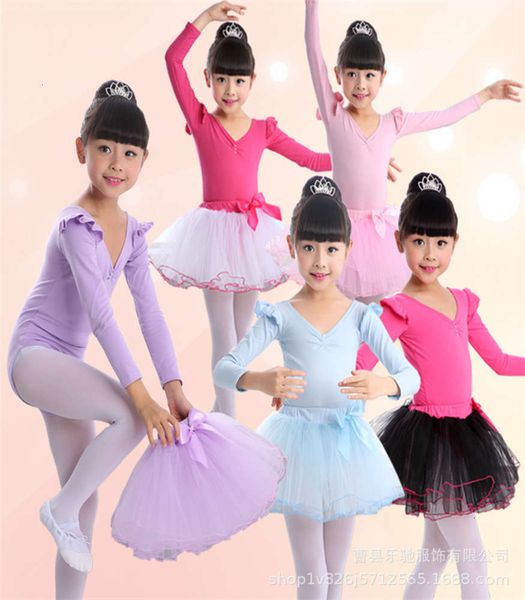 

long ballet girls' practice sve puffy skirt children's dance performance drs, Blue