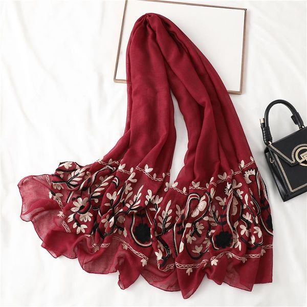 

высокое качество вышивки шарф для женщин твердые хлопок хиджаб пашмины шали палантины леди шеи теплый бандана шарфы 2020 новый sqcufw bdefas, Blue;gray