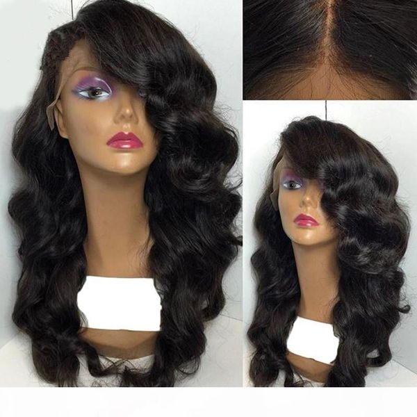 

8a brazilian glueless silk full lace wigs wavy silk lace front human hair wig with baby hair for black women, Black;brown