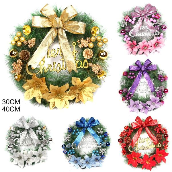 

decorative flowers & wreaths christmas handmade artificial garland with bells bowknot xmas front door wall decoration lks99