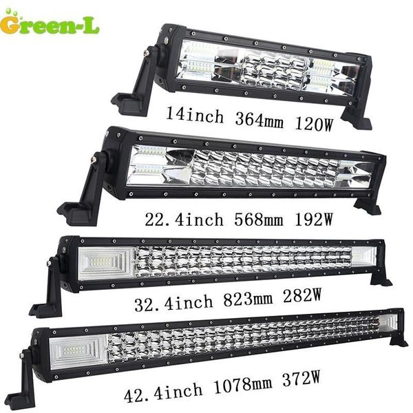 

green-l led light bar 14" 22" 32" 42" inch straight work light fit 4wd 4x4 truck suv car roof offroad driving ing