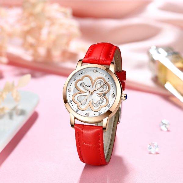 

tiktok, new diamond watch, lady's voice, four leaf grass, waterproof, fashionable, all match quartz watch