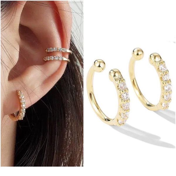 

2 pcs/bag new clip on earrings crystal ear cuff non pierced earring no without hole nose ring women cartilage earrings qyljww, Silver