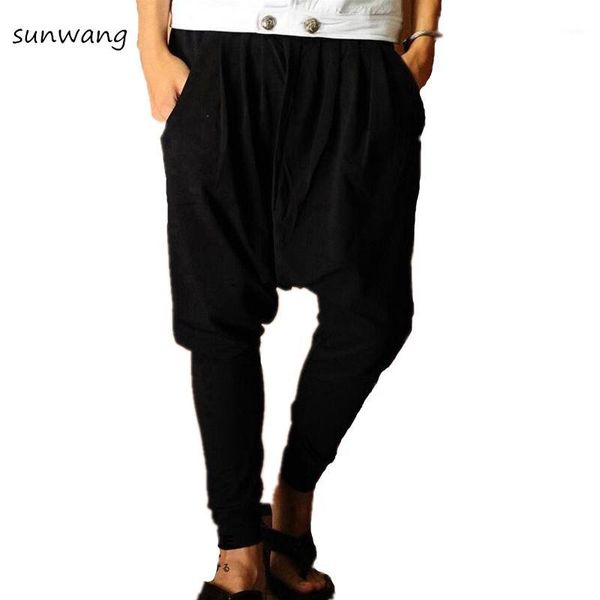 

2020 new fashion harajuku hip hop men harem casual baggy cargo cotton drop crotch mens pants black khaki joggers