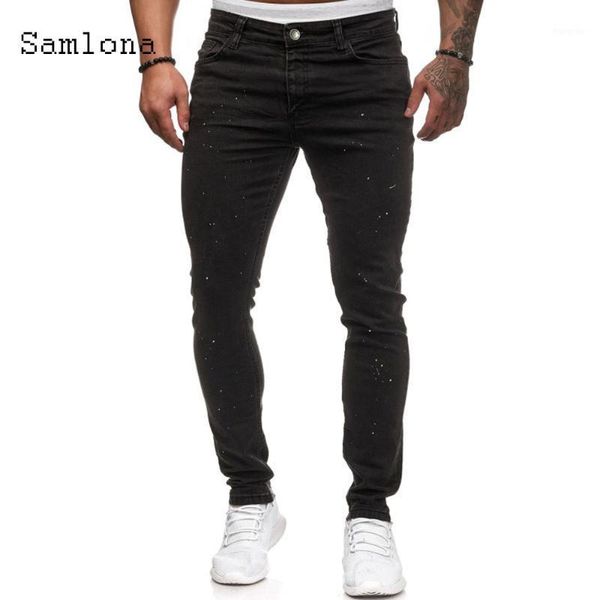 

samlona jeans mens skinny denim pant fashion 2020 leisure pants streetwear male denim jeans black pencil trousers men clothing1, Blue