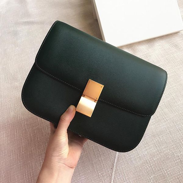 

2020 new dark green hand-rubbed leather tofu bag with small cuff leather retro single shoulder straddle across the air bag