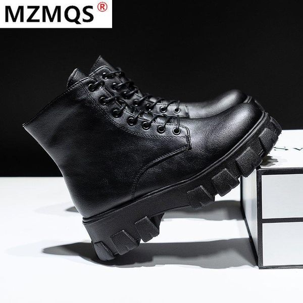 

winter new fashion women's casual leather boots warm platform lace-up boots women 2020 autumn plus size ankle botas mujer, Black