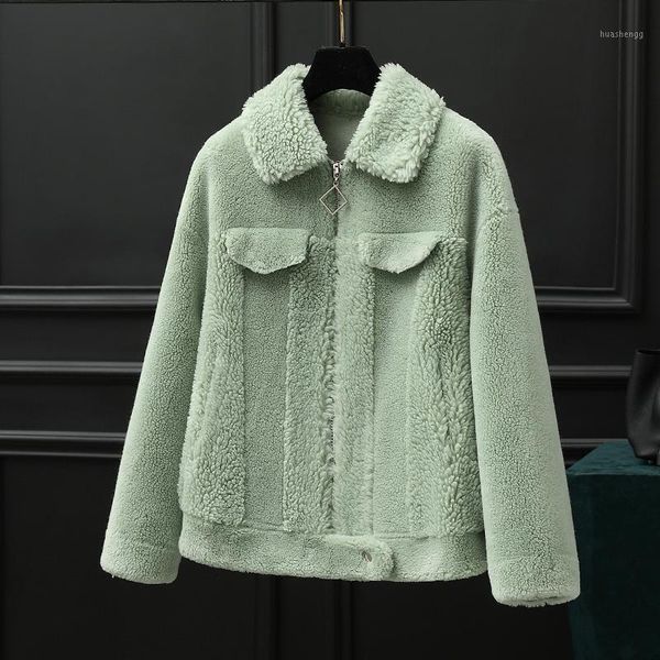 

real fur coat wool jacket autumn winter coat women clothes 2020 korean vintage sheep shearling manteau femme zt39571, Black