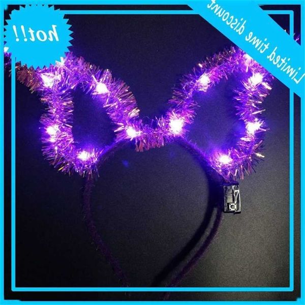 

led light up headband leuke bunny rabbit norse hair hood glitter gold cluster headgear a69c