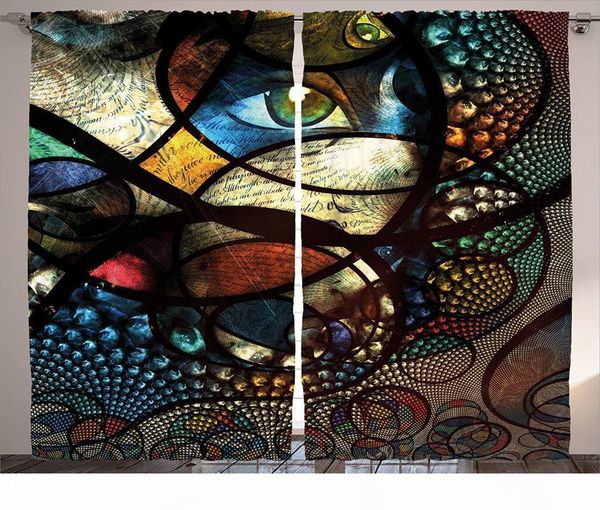 

современное искусство штора красочного восточный мотив с фрактальными учтёнными формами и глаз гостиной спальней окна drapes