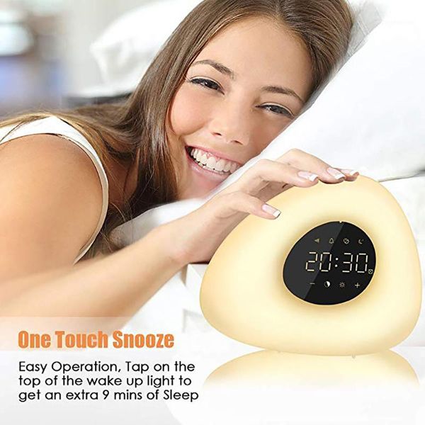 

other clocks & accessories alarm clock wake up light sunrise sunset simulation with 10 nature sounds 7 colors touch control rgb dimmable nig