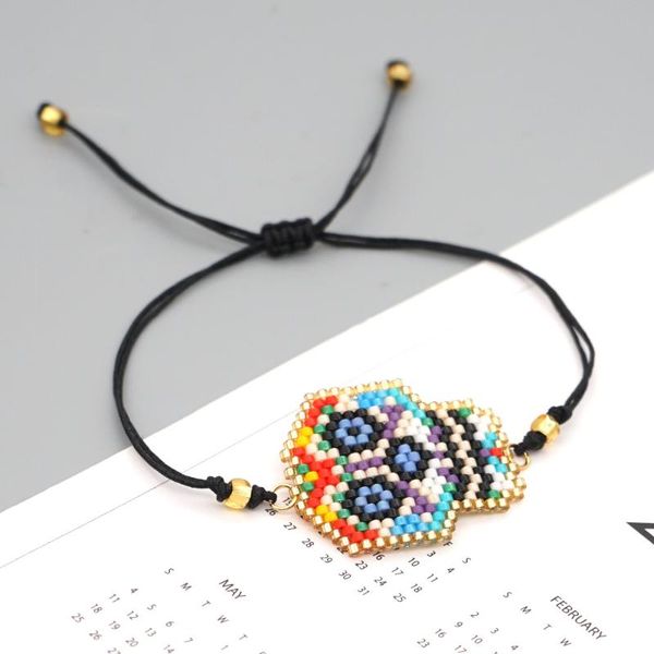 

go2boho miyuki bracelets wholesale skull bracelet women 2021 trendy design bohemian colorful halloween pulsera bead jewellery, Golden;silver