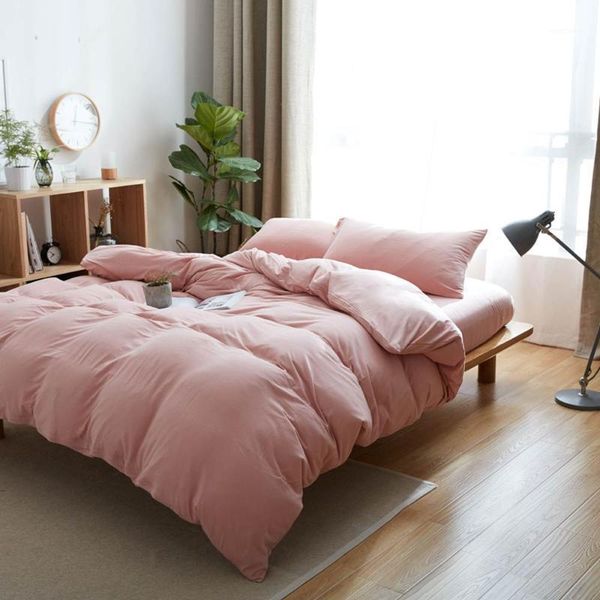 

svetanya japanese pink knitted cotton bedding set soft warm linens single  king flat fitted sheet pillowcase duvet cover1