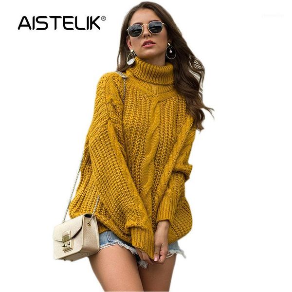 

women's sweaters aistelik 2021 autumn and winter sweater women's college wind thick line twist high collar pullover female1, White;black
