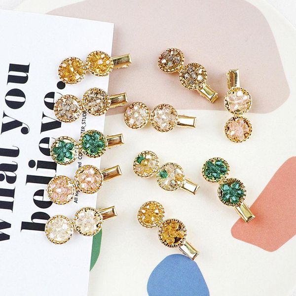 

клипы элегантный корея кристалл бусины шпильки женщины круглый цветок для волос ручной работы заколки hairgrips головной убор волос аксессуа