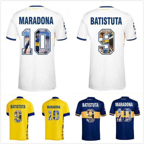 

maradona boca juniors soccer jerseys fans player version maradona retro batistuta special printing 2020 2021 maillot de foot uniforms, Black;yellow