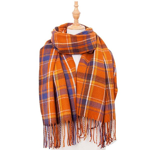 

scarves scarf for women thicken warm 65*200cm double-sided color grid cashmere shawls and wraps plaid 19 styles drop, Blue;gray