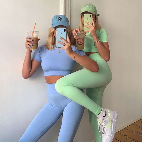 

new autumn 2020 women's knitted seamls candy color hip yoga exercise pants, Black;white