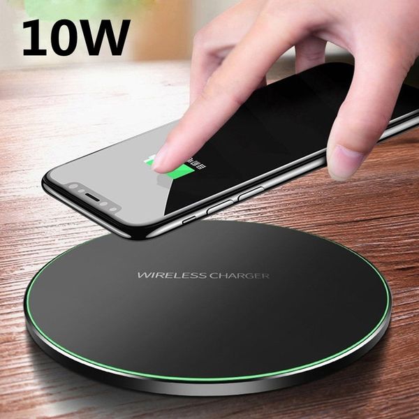 

black friday 10w/7.5w/5w metal qi wireless charger iphone xs max x qc3.0 usb phone fast charging pad for samsung note 9 8 s10 plus