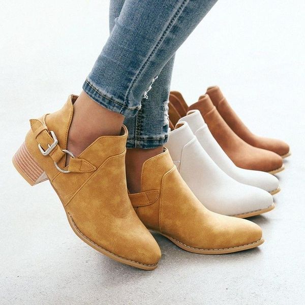 

quality fashion women boots casual leather low high heel spring shoes woman pointed toe rubber ankle boots zapatos mujer, Black