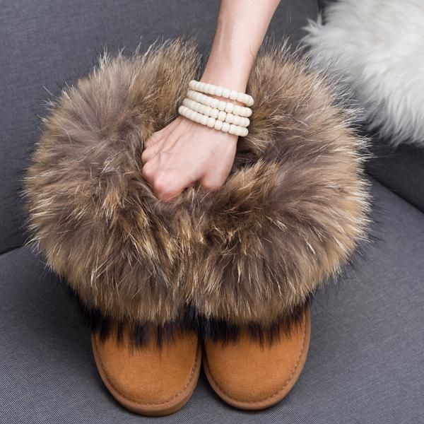 

women boots genuine leather real fur brand winter shoes warm black round toe casual plus size female snow boots