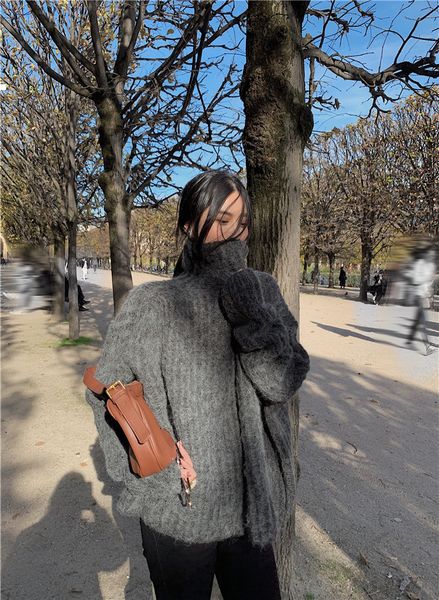 

new autumn 2021 and winter gray female sweater high new style lazy pullover woman clothes hnqm irpu, White;black