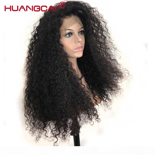 

kinky curly 360 lace frontal remy malaysian hair for women lace frontal human hair wig pre plucked 180% density kinky human wigs, Black