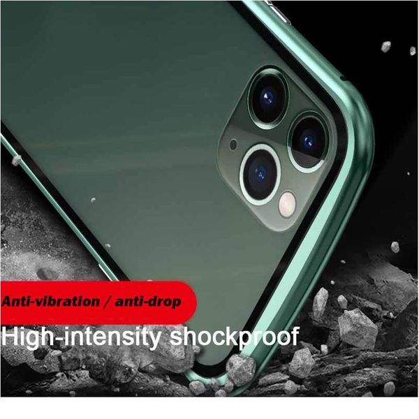 

360 magnetic adsorption metal case for iphone 12 pro mini max double-sided glass case for iphone 11 pro max magnetic gla wmtcwp