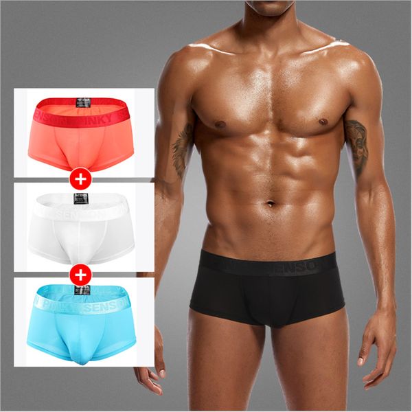 

pinky senson men ice silk underwears solid mens underwears boxers mens ultra-thin breathable underwears designer men's underwear briefs, Black;white